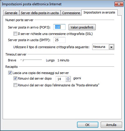 posta su outlook senza cancellarla dal server